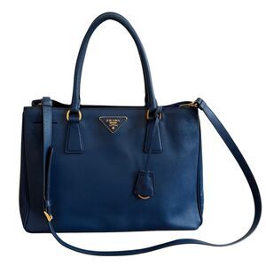 Prada Saffiano Lux Galleria double-zip tote bag Blue Leather Removable Strap